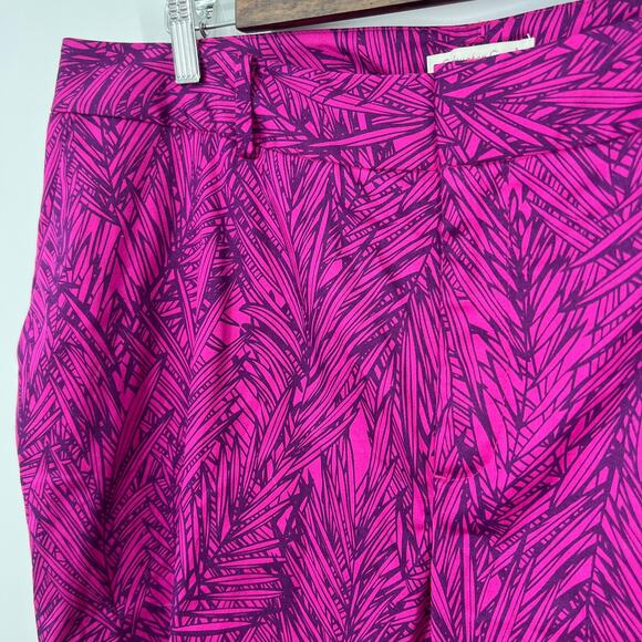 Coldwater Creek Size 16 Natural Fit Crop Capri Pants Pink Purple Floral Summer - Picture 2 of 7